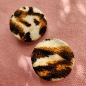 Leopard Print Vintage Clip On Earrings